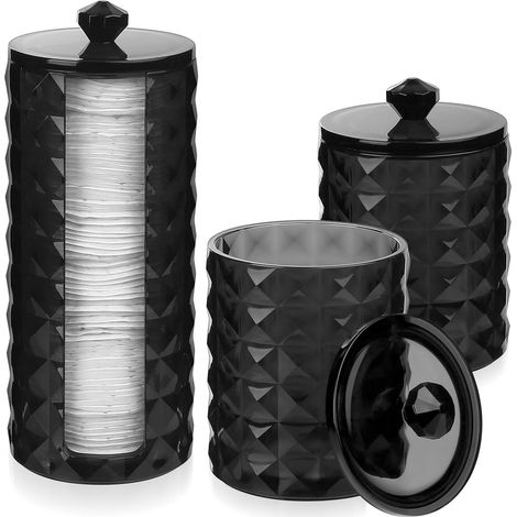 porte-cotons-tiges - distributeur de cotons-tiges noirs - cotons-tiges - boîte de rangement - organisateur de salle de bain - coiffeuse - cosmétiques - maquillage - cotons-tiges - élastique à cheveux (1/5)