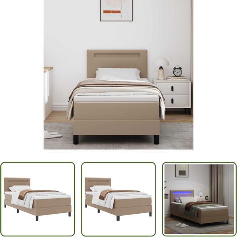 vidaXL Cappuccino - Boxspringbett mit Matratze Cappuccino 100 x 200 cm Kunstleder (1/5)