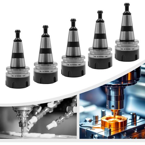 ISO30-ER32 Lot de 5 mandrins de serrage d'équilibrage G2.5 30 000 tr/min Support de broche de fraisage CNC couramment utilisé dans les perceuses, les meuleuses (1/5)