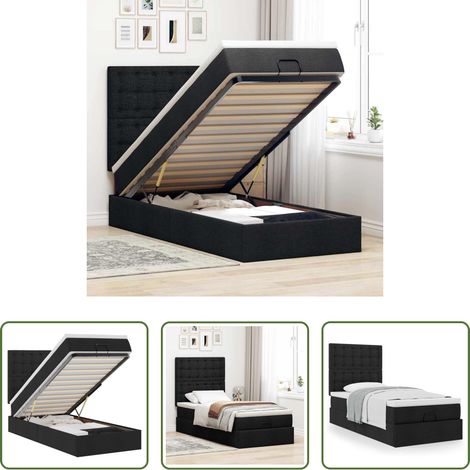 vidaXL Taschenfederkern -  Ottoman-Bett mit Matratze Schwarz 100x200 cm Stoff