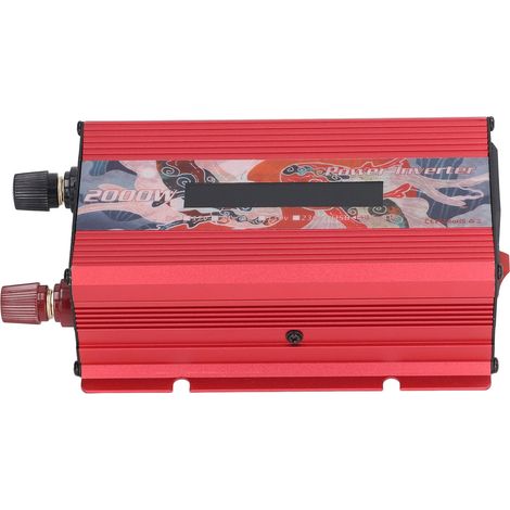 Convertisseur de puissance pour voiture CC/CA à dissipation thermique rapide, écran LCD 2.0, port USB, convertisseur de puissance solaire à onde sinusoïdale 2000 W, rouge, 24 V CC (1/5)