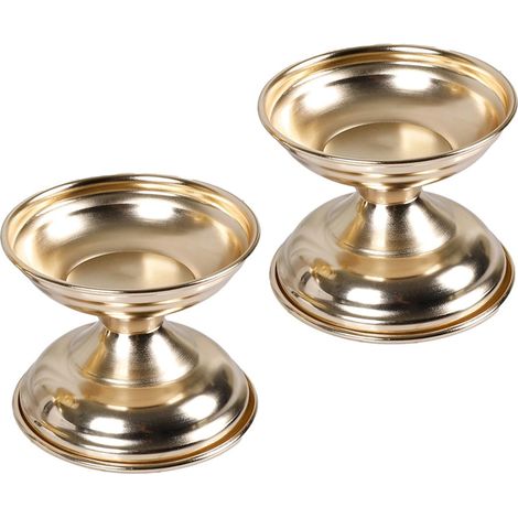 Lot de 2 bougeoirs ronds européens élégants en fer pour décoration de maison (1/4)