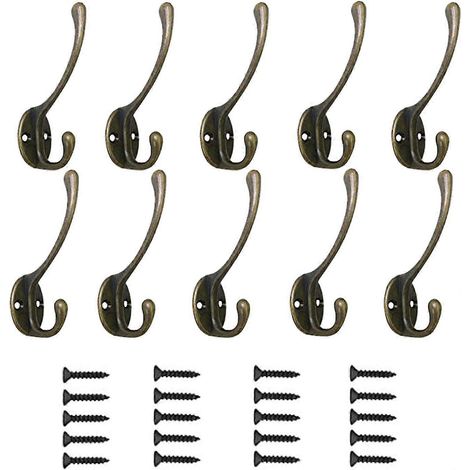 Patère, lot de 10 grandes attaches doubles en métal avec vis, style rétro (1/4)