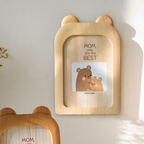 Niedlicher und kreativer 7-Zoll-Fotorahmen im Instagram-tauglichen Stil, perfekt für Tisch, Kinderzimmer, Wanddekoration, Büro, Cartoon-Fotorahmen, beiger Bären-Fotorahmen. (1/5)