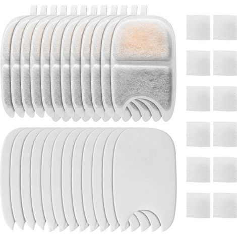 Filtres pour Fontaine, Lot de 12 Filtre Fontaine Eau Chat et 24 Mousses avec Actif pour Fontaine à Eau Chat 4L sans Fil pour FEELNEEDY pour YPD-C004 (1/5)