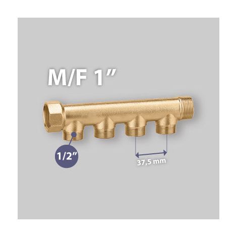 Collettore Lineare Componibile Maschio/Femmina 1" Icma 5 Vie Da 1/2" (1/3)