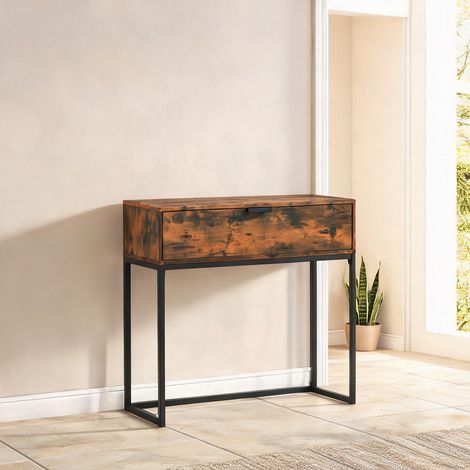 Console rustikal-Braun en spanplatte Stahl 80 x 30 x 76 cm (1/5)