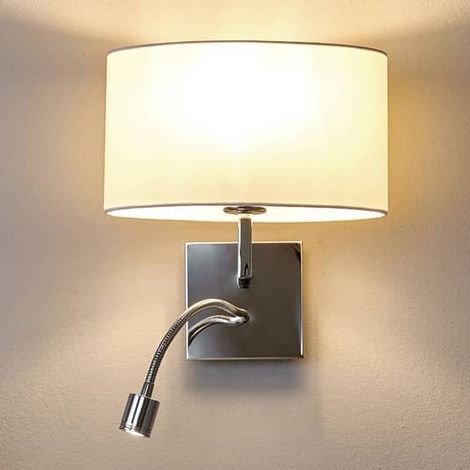 [NEUWERTIG] B-Ware Lucande Weiße Stoff Wandleuchte Wandleuchte Lampe Leuchte Karla Mit Led Leselich