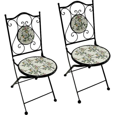 COPPIA SEDIE PER TAVOLO MOSAICO 'FLORA' cm 38 x h. 46 - 92