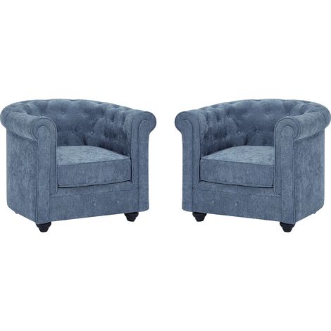 Set di 2 poltrone in tessuto blu CHESTERFIELD (1/5)