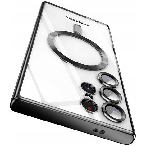 Funda para Samsung Galaxy S24 Ultra Mag Safe Glamour Case Ring Camera Protection Alogy Negro Transparente (1/5)