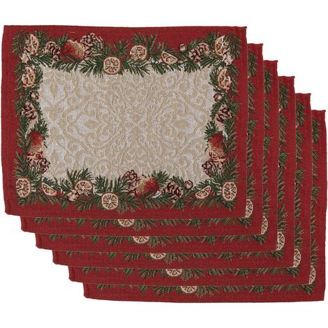 Lot de 6 Sets de Table en Polyester Beige 33 x 45 cm pour Table à Manger et Repas - PANGIVO (1/3)