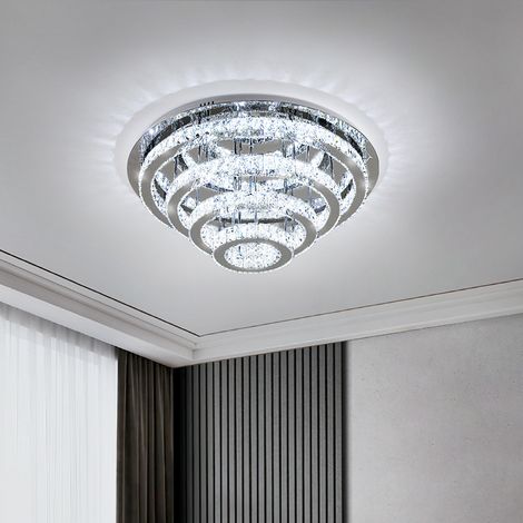 Chrome 4 Tier Chic Crystal Flush Mount Ceiling Light (1/5)