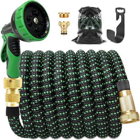 Bleosan – Tuyau d'arrosage extensible 30m – 9 modes de pulvérisation – Tube en latex 3 couches – Raccords en laiton – Facile à ranger