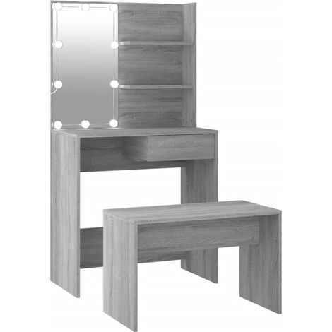 Maison Exclusive - Schminktisch-Set mit LED Grau Sonoma Holzwerks