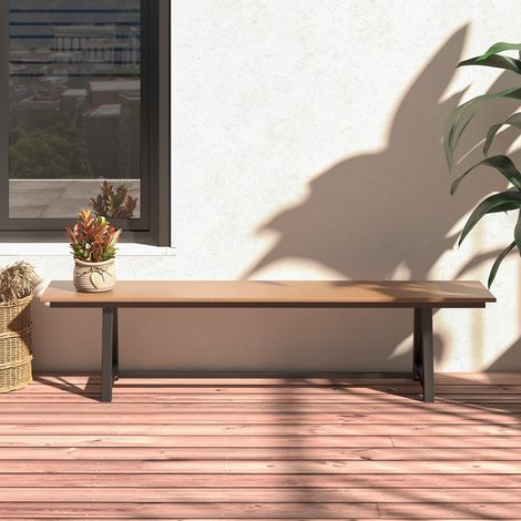 Banc d'Extérieur en HDPE pour 3 à 4 Personnes Cadre en Métal Banc de Patio Sans Dossier de 183 cm Capacité de 500 Kg Marron Maison Chic (1/5)