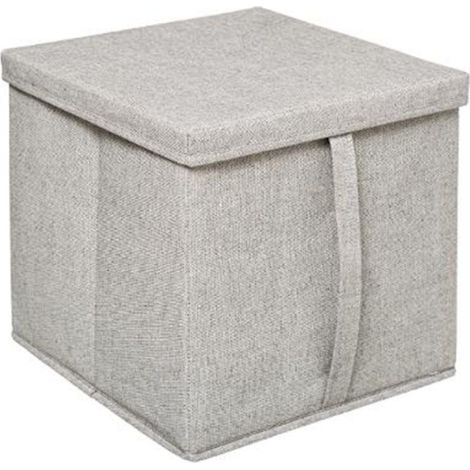 Boîte de Rangement Déco "Couvercle" 31x31cm Beige (1/4)