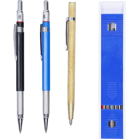 Porte-mine menuisier 2,0mm avec mines de rechange, outil de marquage et traçage pour travail du bois (1/5)