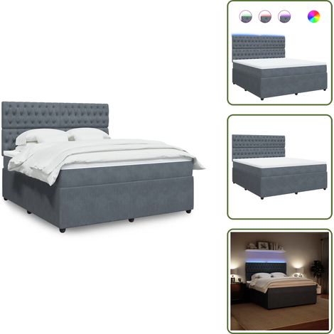 Sommier à lattes de lit et matelas Gris foncé 180x200cm Velours - Sommier À Lattes De Lit - Sommiers À Lattes De Lit - Lit - Meuble De Chambre À Coucher (1/5)