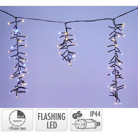 Cortina icicle función flash, uso exterior, blanco cálido y frío, 528 led, 3,5 m