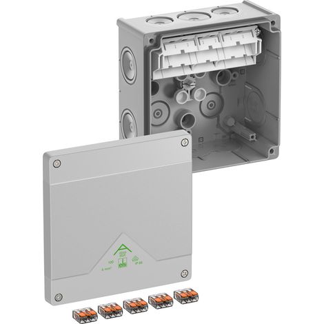 Spelsberg Scatola di derivazione, grado di protezione IP66, sezione conduttore max. 6², resistenza agli urti IK07, classe di protezione II, Ui 450V AC, Ui 450V DC, DLG, VDE, privo di alogeni, 80647001