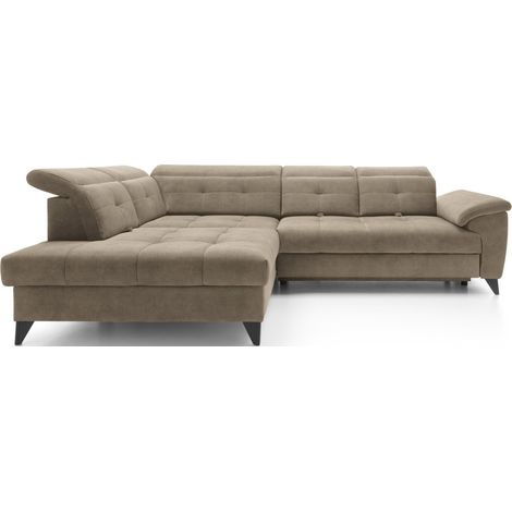 Divano ad angolo Beige 5 posti angolo sinistro schiuma HR INFERNO (1/5)