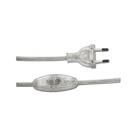 Conexión con Interruptor 3A 1,5m 2x0,75mm Manguera Plana Transparente EDM