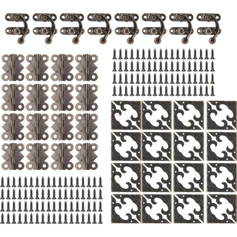 Kit de herrajes para cajas, hierro, hebillas, cerraduras, bisagras, protectores de esquinas (decoración, embalaje)