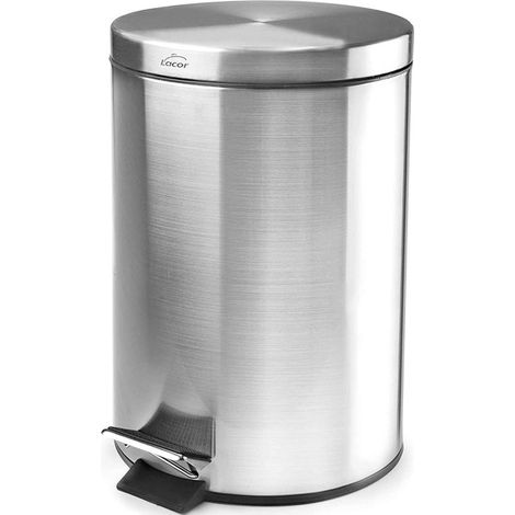 Pattumiera in acciaio inox con pedale e secchio per bagno, capacità 12 litri, 25x40 cm