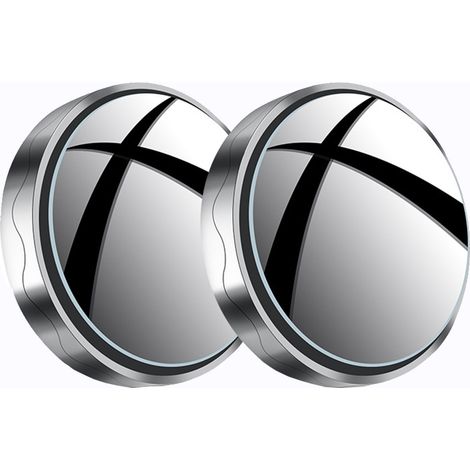 2 Pack Auxiliary Mirror, for Blind Spot, 360 Rotation, Waterproof, HD, Round, Silver (1/5)