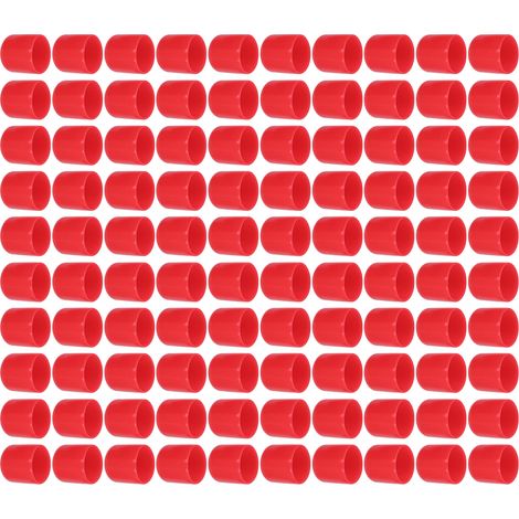 Lot de 100 bouchons PVC souple rouge 15 mm pour protection filetage tube rond hydraulique antifeu retardateur de flamme (1/5)