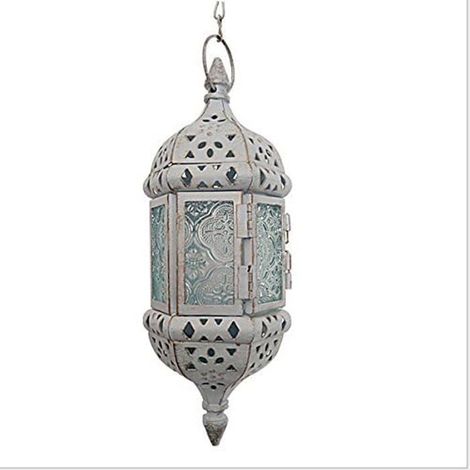 Bougeoir - Vintage - Métal - Or blanc - Lanternes marocaines - Décoration extérieure (1/2)