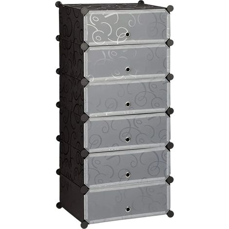 Armario estante mueble zapatero almacenamiento de plástico zapatos modulares 12 pares negro 1300016613 (1/4)