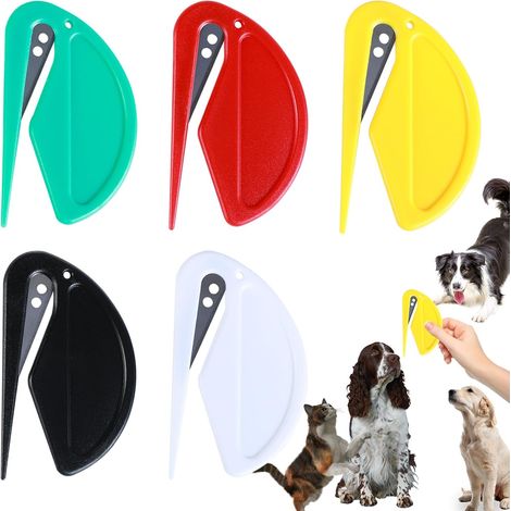 Ensemble de 5 pièces : démêlant, peigne, brosse démêlante, brosse anti-puces, outil de démêlage, tire-tique, produits de toilettage pour chats et chiens d’intérieur à poils mi-longs à longs. (1/5)