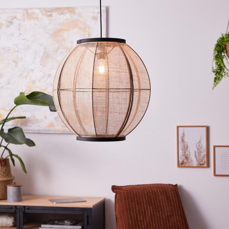 BRILLIANT Lampe, Tanah Pendelleuchte 47cm schwarz/natur, 1x A60, E27, 42W, Kabel kürzbar / in der Höhe einstellbar (1/5)
