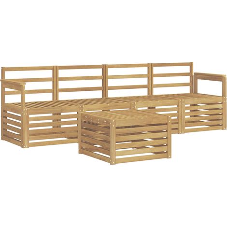 Set di divani da esterno 5 pcs Bianco Legno di Acacia Massello vidaXL