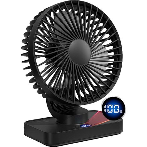 Ventilateur rechargeable USB, ventilateur de bureau silencieux, 4 vitesses de ventilation, ventilateur portable détachable (1/5)
