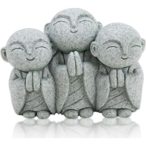 Mini estatua japonesa de Buda en piedra, figura de monje zen, monje para acuario, bonsái, Feng Shui, decoración de interiores y exteriores, esculturas de jardín.