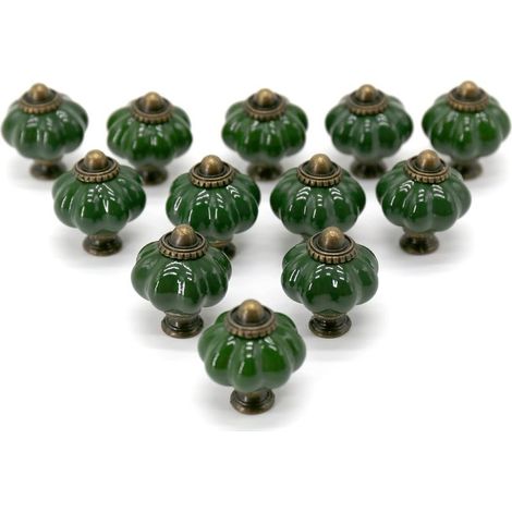 12Pcs Ceramic Knobs Drawer Cabinet Pulls Kitchen Furniture Handle Cupboard Table Handle (Dark Turquoise (33mm)) (1/5)