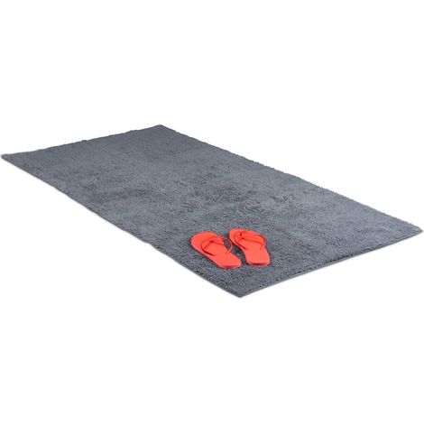 Tapis de bain lavable 80 x 150 cm douche salle de bain - gris (1/5)