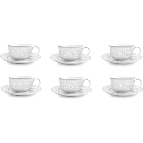 Fade Xmas White Natale set 6 tazze caffè porcellana 100 ml