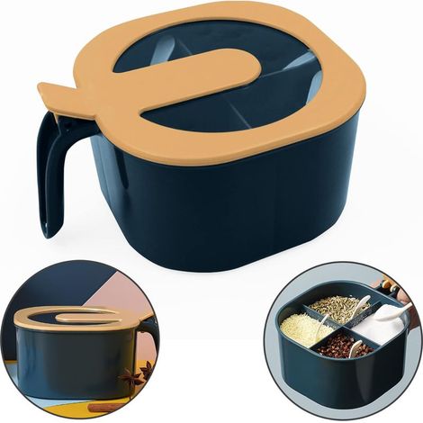 Bocaux Bocal Recipient Pot D'Assaisonnement - Quatre En Un, Boite Cube, CuillèRes Individuelles, Maison Sucre D'éPices, Avec Couvercle Pot, Epices Assaisonnement Box éPices Cuisine, LéGèReté (1/5)