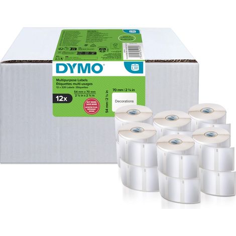 DYMO LW etichette multiuso originali  54 mm x 70 mm  12 rotoli da 320 etichette facili da staccare (3.840 pezzi)  autoadesive  per etichettatrici LabelWriter (1/5)
