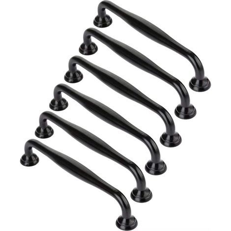 Maniglie nere per armadi, maniglie per porte di armadio minimaliste in lega Ziny durevoli per cassetti di armadi da cucina (distanza tra i fori nera: 96 mm) (1/3)