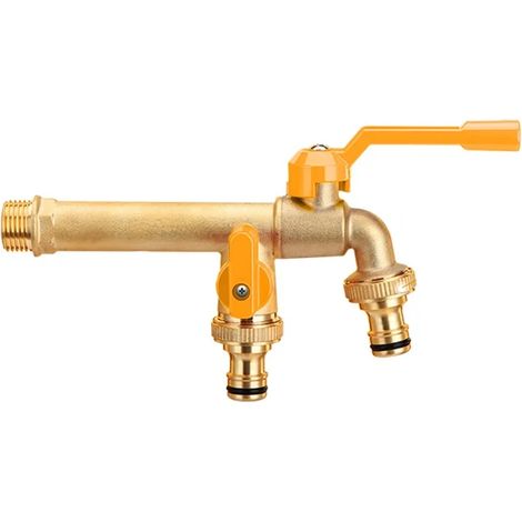 Robinet en laiton extra-long pour tuyau d'arrosage et machine à laver - Robinet en laiton de 20 cm de long (1/5)