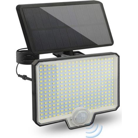 SJLERST Lampes Solaires Exterieures Jardin 294 Led avec Détecteur De Mouvement, Lampe Solaire Exterieur Avec Batterie Étanche Ip65 De 1800 Mah, Quatre Modes D'Éclairage, Spot Solaire Exterieur