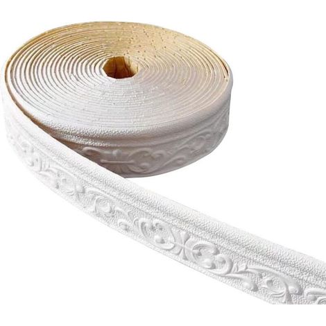 Moulure en mousse souple autocollante de 8cm x 10 m, bordure décorative 3D facile à poser, idéale pour la décoration intérieure et le bricolage. (1/5)