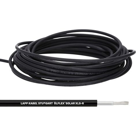 10 mètres Lapp 0023137 ÖLFLEX SOLAR XLS-R 1X4 WH/BK I Câble pour la technologie solaire I Câble solaire pour l'extérieur I Résistant aux UV I Sans halogène I Robuste I Étanche I peut être enterré
