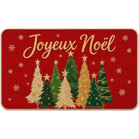 Tapis Noel Absorbant Antidérapant Joyeux Noel pour Entrée (1/5)