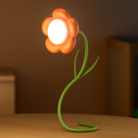 Lampe de lecture sans fil rechargeable ultra flexible lampe portable LED fleur stabilisée cadeau pour femmes et mamans tournesol orange (1/5)